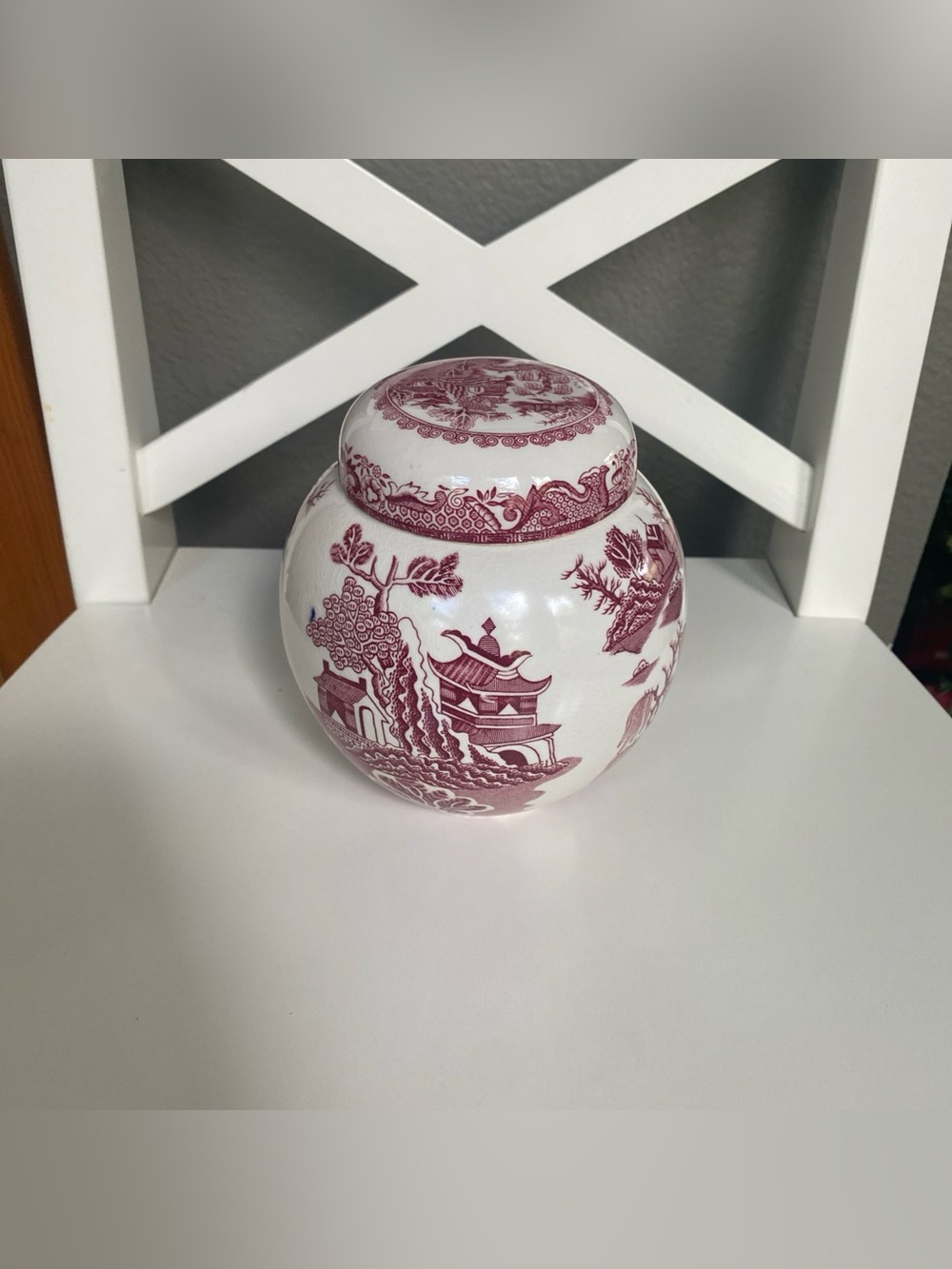 Vintage Mason's Patent Ironstone Transferware Ginger Jar Chinoiserie Round